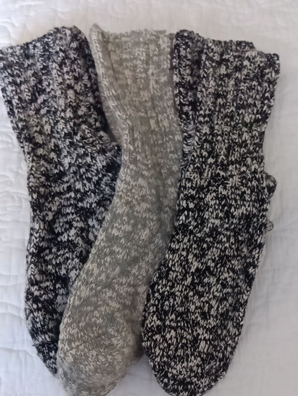 3 Pair Cozy Cable Knit Marled Women's Sweater Boot Socks - Gray And Black Mix